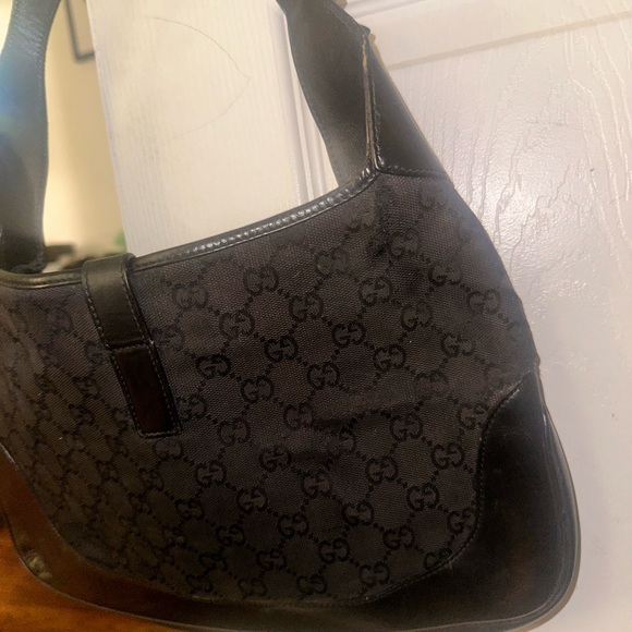 Gucci Black Leather and Canvas Shoulder Bag. Jackie O bag - Picture 4 of 15